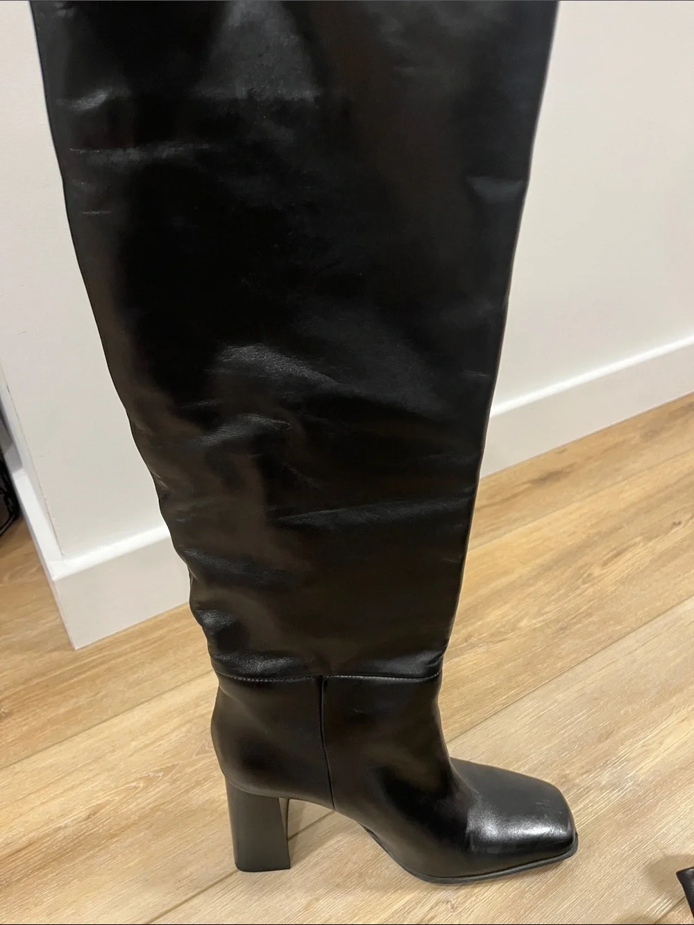 Zara Black Over-the-Knee Leather Boots